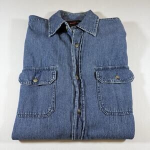 Vintage Wrangler Workwear Western Chambray Denim Oversized Shirt - Blue Mns M